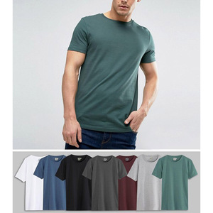 Camiseta de Manga Corta para Hombre, Cuello Redondo, Color Sólido, Corte Regular, Tejido Jersey Informal, 100% Algodón - Product Image 2