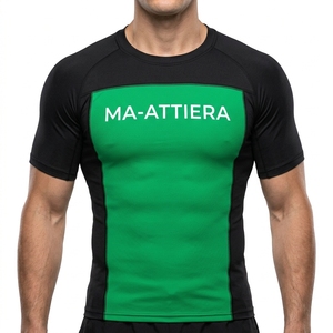 Camiseta de Compresión para Hombre, Manga Corta, Estilo Bape, Color Negro y Verde, para Entrenamiento, Fitness, Deporte y Atletismo - Product Image 1