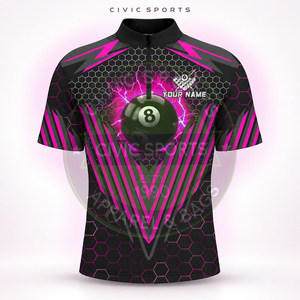 เสื้อทีมโบว์ลิ่งบิลเลียด เสื้อยูนิเซ็กซ์ โพลีเอสเตอร์ 100% แห้งเร็ว ระบายอากาศได้ดี พิมพ์ลายดิจิทัล เสื้อทีมแขนสั้น - Product Image 3