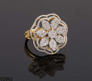 Anillo de Diamantes de Oro Amarillo de 18k D'VINS JEWELS, Corte Redondo, Diseño Floral, Joyería Romántica para Boda, Piedra de Laboratorio Color E para Mujer - Product Image 3