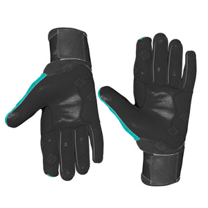 Gants de frappe en cuir véritable à prix de gros, couleur bleu sarcelle et noir, fermeture auto-agrippante, durables, unisexes, pour entraînement adulte - Product Image 3