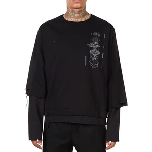 เสื้อยืดผู้ชายแขนยาวลายโลโก้แบบกำหนดเอง ล้างสีแบบแอซิดวอช ทรงโอเวอร์ไซส์ เสื้อยืดแฟชั่น แขนยาวสองชั้น ล้างสีแบบแอซิดวอช - Product Image 4