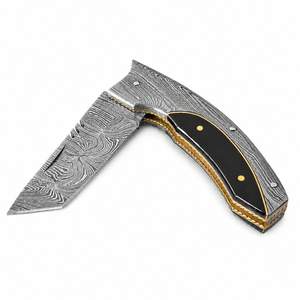 Burraq OEM Custom Handmade Damascus Steel Pocket Knife <b>Clip</b> Point Blade Beautiful Handle Leather Sheath for Gifts Outdoor - Product Image 1