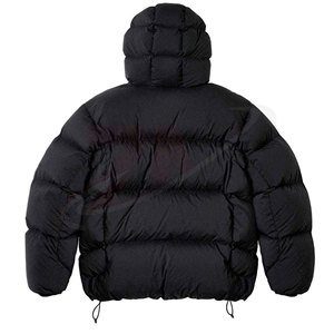 Chaqueta Acolchada con Capucha para Hombre, Negra, Abrigo de Invierno, Casual, Resistente al Viento, Cierre de Cremallera, Color Sólido, Corte Regular - Product Image 2