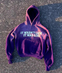 Haute qualité Vintage soleil délavé sérigraphie haute rue pull lourd lavage à l'acide 100% sweats à capuche en coton pour homme - Product Image 4