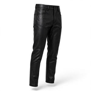 Pantalon Moto Décontracté Léger en Cuir Noir pour Homme, Coupe Droite Taille Haute, Braguette Zippée, Poches Latérales, Style Hiver - Product Image 3