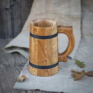 Jarra de Cerveza de Madera Hecha a Mano con Agarre Firme, Vajilla de Madera Natural para Restaurantes, Pubs, Bares, Hoteles y Uso Doméstico - Product Image 2