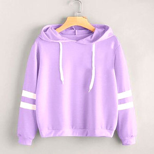 Oversized Black <b>Hoodie</b> With <b>White</b> Striped Sleeves Regular Fit Unisex Casual Knitted Sweatshirt Autumn Wear - Product Image 6