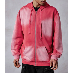 Sudaderas con capucha extragrandes con cremallera estilo streetwear degradado, de peso pesado, unisex, corte holgado, estilo pullover, mezcla 100% algodón, MOQ personalizado disponible - Product Image 6
