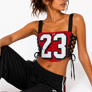 Top Corto Estilo Corsé con Cordones para Mujer, Estilo Deportivo Y2K, Ropa Deportiva Urbana, Estilo de Carreras Personalizado, Fabricante de Camisetas para Mujer OEM - Product Image 5