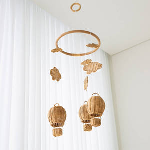Décoration murale en rotin style bohème, ballon à air chaud en rotin, décoration artisanale en osier pour chambre d'enfant ou crèche - Product Image 4
