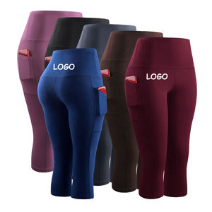 Leggings Capri para Mujer, Cintura Media, Casuales, Transpirables, Sin Costuras, Pantalones de Yoga con Bolsillo para Teléfono - Product Image 6