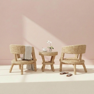 Conjunto de Muebles de Patio Modernos de Mimbre, Mesa de Bistró de Lujo para Resort de Playa, Silla de Acento de Perfil Bajo, Asientos de Ocio Costeros para Exteriores - Product Image 5