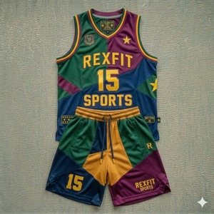 REXFIT SPORTS Jersey Shorts Set <b>Athletic</b> Football OEM Uniform Set Custom Sleeveless Jersey Shorts Sublimation Sports Uniform - Product Image 1