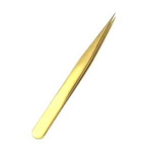 Pinzas Curvas de Acero Inoxidable Chapadas en Oro de Lujo para Extensión de Pestañas, Herramienta Aplicadora de Precisión para Uso Profesional de Belleza - Product Image 1