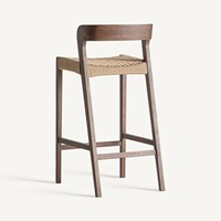 Tabouret de bar en teck de qualité supérieure, siège en tissu doux, dossier incurvé, design moderne et luxueux, résistant à l'eau, écologique, pour bar à domicile, salon