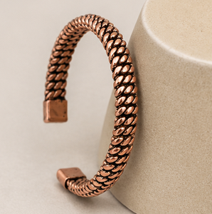 Luxury Oxidized Braided <b>Rope</b> Pure Copper Bangle Wristlet Exquisite Open Design Promotional Novelty Gift - Product Image 6