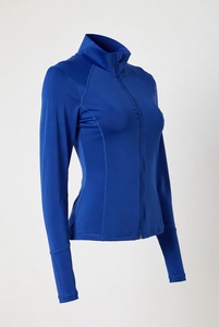 Women Long-sleeve Zip-up Fitness Jacket Women's Stretchy Hoodie Yoga Gym Fitness Long Sleeve Yoga Jacket With <b>Thumb</b> Hole - Product Image 3