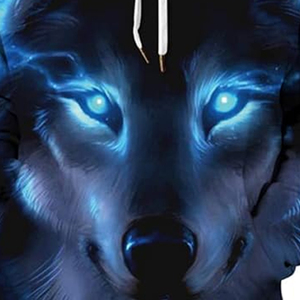 Sudadera Unisex con Estampado de Lobo 3D, Ojos Azules Brillantes, Formal, 100% Algodón, Antiarrugas, Forro Polar, Corte Regular, para Otoño - Product Image 6