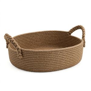 Panier de rangement pour pain en jute rond avec poignées, design moderne pour le stockage des aliments, exporté du Bangladesh - Product Image 3