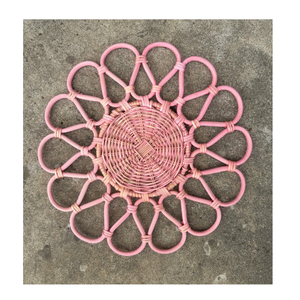Handmade <b>Green</b> Bamboo Flower Shape Placemat Bohemian Style <b>Mats</b> & Pads for <b>Table</b> Decoration - Product Image 4