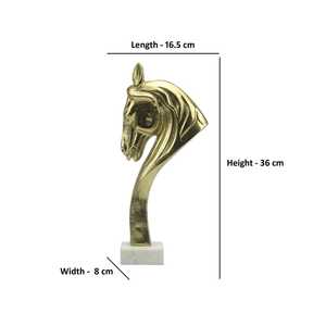 Jaffs Exports 36cm H X 8cm W X 16.5cm L Golden Aluminium Horse Head Sculpture Artistic Figurine Handmade Contemporary Tabletop - Product Image 2