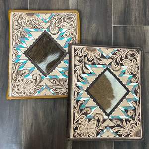 Professional Custom Top Quality Tooled Cowhide <b>Leather</b> Business Portfolio File <b>Folder</b> A4 <b>Document</b> <b>Folder</b> Binder with Card Holder - Product Image 4