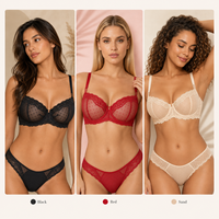 Soutien-gorge balconnet push-up sans doublure en dentelle sexy pour femme, à demi-bonnet, avec armatures, bretelles réglables et fermeture dorsale en U, vente en gros, OEM