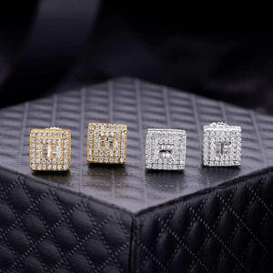925 Sterling Silver Moissanite <b>Diamond</b> Stud <b>Earrings</b> <b>Square</b> Frame With Baguette Details Premium Jewelry For Retailers - Product Image 4