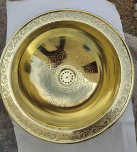 Lavabo Ovalado de Latón de Diseño con Acabado Martillado, Lavabo de Lujo para Baño, Lavabo de Sobremesa de Metal Dorado Premium - Product Image 1