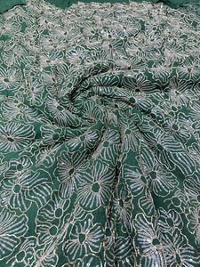 Luxury Beaded Embroidery Fabric Heavy <b>Sequins</b> Lace Fabric French Tulle Mesh Bead Work Wedding Dress Party Gown <b>Material</b> - Product Image 4