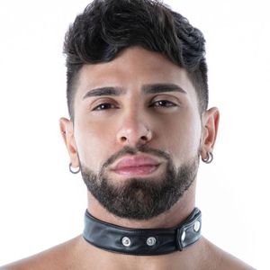 ปลอกคอหนังสีดำแบบปรับได้สำหรับผู้ชาย สไตล์ Kinky Pocket Collar - Product Image 2