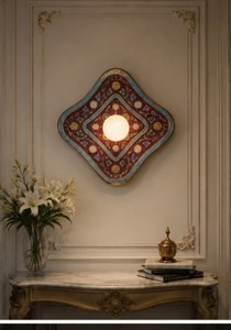 Handcrafted Floral Mosaic Wall <b>Light</b> – Vintage Decorative <b>Sconce</b> with Alabaster Globe - Product Image 4