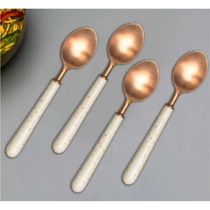 Juego de Cubiertos de Acero Inoxidable Color Oro Rosa de Lujo con Mango de Cerámica Pulida, Cucharas de Té con Puntos, Juego de Cucharas de Café para Bodas y Hoteles - Product Image 3