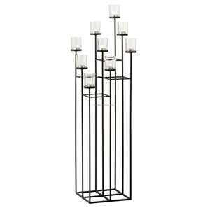 Candle <b>Holder</b> 9 Parts Metal Glass <b>Tea</b> <b>Light</b> <b>Holder</b> <b>Black</b> for Home Desktop Wedding Party <b>Black</b> - Product Image 1