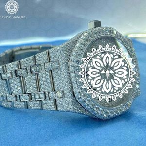 Charm Jewells Montre de luxe pour homme en acier inoxydable 40 mm avec cristal saphir, mouvement mécanique analogique, bouton poussoir, fermoir caché 10 - Product Image 3