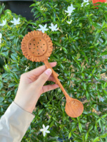 Cuillère-filtre à thé en bois écologique, motif tournesol, faite à la main, pour thé en vrac, cuillère personnalisée en forme de fleur, Vietnam