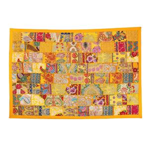 ผ้าแขวนผนังงานฝีมือแบบดั้งเดิมลายซารี ซารี วินเทจ ขนาด 40x60 นิ้ว ตกแต่งผนังด้วยผ้าปะติดปะต่อจากผ้าฝ้ายออร์แกนิก เหมาะสำหรับเทศกาลดีวาลีและวันเกิด - Product Image 5