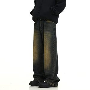 Premium Baggy Wide Leg Men's Denim Jeans Distressed Streetwear Custom Design <b>Support</b> Denim <b>Pants</b> Loose Fit Trouser - Product Image 3