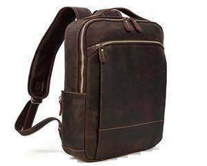 Vintage Genuine Leather 15.6 inch Laptop <b>Backpack</b> <b>Waterproof</b> Travel Rucksack with Anti-Theft Pocket LBP-0303 - Product Image 3