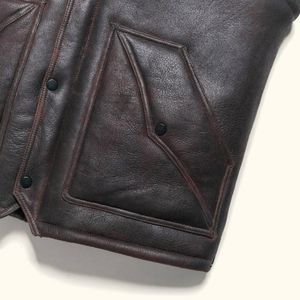 Chaleco de Cuero PU Transpirable sin Mangas, Talla Grande, Estilo Casual Retro, Ropa de Trabajo, Chaleco de Cuero de Moda, Chaleco de Piel de Búfalo - Product Image 6