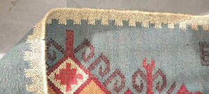 Handmade Blue Wool Jute <b>Runner</b> <b>Rug</b> Southwestern Boho Kilim Tribal Hallway Entryway Farmhouse Corridor Floor Decor Carpet - Product Image 4