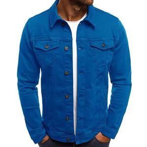 Chaqueta Vaquera Azul Rey Clásica Personalizada, Ecológica, Lavada, Estilo Casual Urbano, con Botones, a la Moda, para Otoño e Invierno - Product Image 1