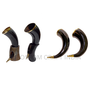 Premium Handcrafted Engraved Viking <b>Drinking</b> Horn Authentic Buffalo Horn <b>Stand</b> Polished Technique Eco-Friendly Animal Specialty - Product Image 4