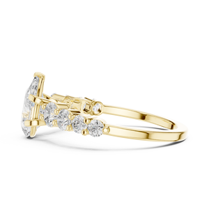 Anillo de Compromiso de Oro Amarillo con Diamante Corte Pera para Mujer, Clásico Anillo de Boda de Media Eternidad, Joyería Fina - Product Image 4