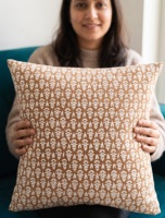 Housse de coussin décorative à motifs floraux imprimés à la main de qualité supérieure