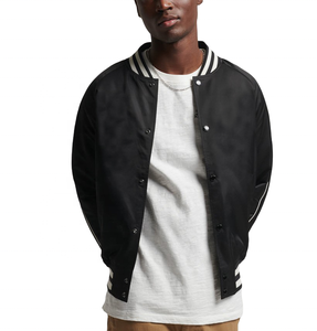 High Quality Custom Logo <b>Men</b> Satin Varsity <b>Jacket</b> Embroidered Decoration <b>Baseball</b> Plus Size Embroidered Casual Design - Product Image 1