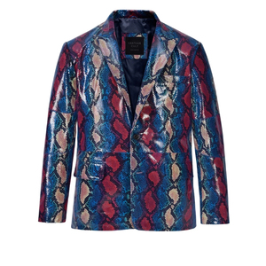 Chaqueta de Cuero Genuino de Pitón para Hombre, Marca Leather Cult, con un Solo Botón y Forro de Satén - Product Image 1