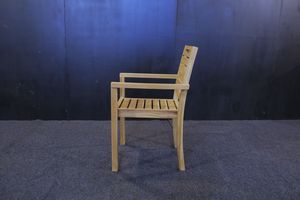 Solid Teak Wood <b>Stackable</b> Outdoor Dining Arm <b>Chair</b> Well Sanded Finish Modern Design - Product Image 3