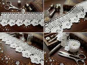 High Quality Premium <b>White</b> Floral Guipure <b>Lace</b> Trim - 3D Leaf Vine Embroidered Chemical <b>Lace</b> Border for Ethnic Wear and Gowns - Product Image 4